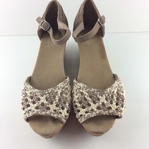 TOMS Stucco Satin Woven Wedge Sandals